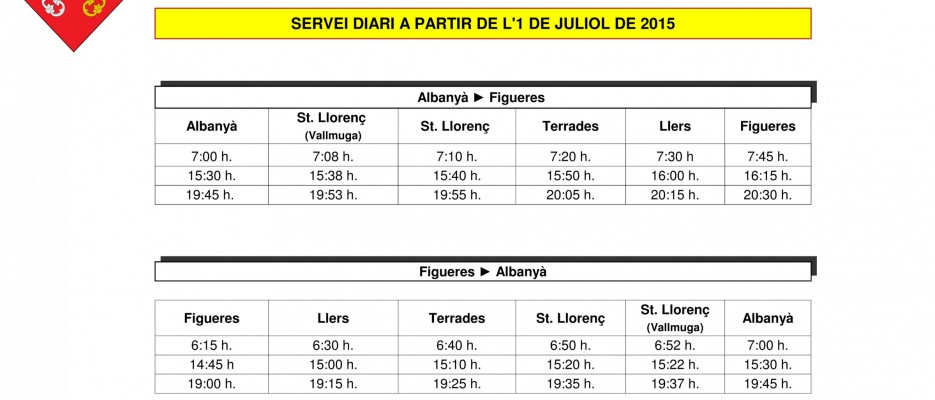 Nou horari de Transport Pùblic